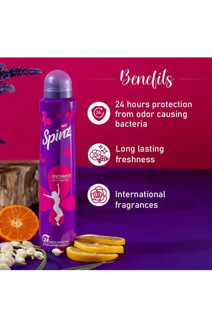 Spinz Enchante Perfumed Deodrnt- 200ml X 2 (Buy 1 Get 1 Free)
