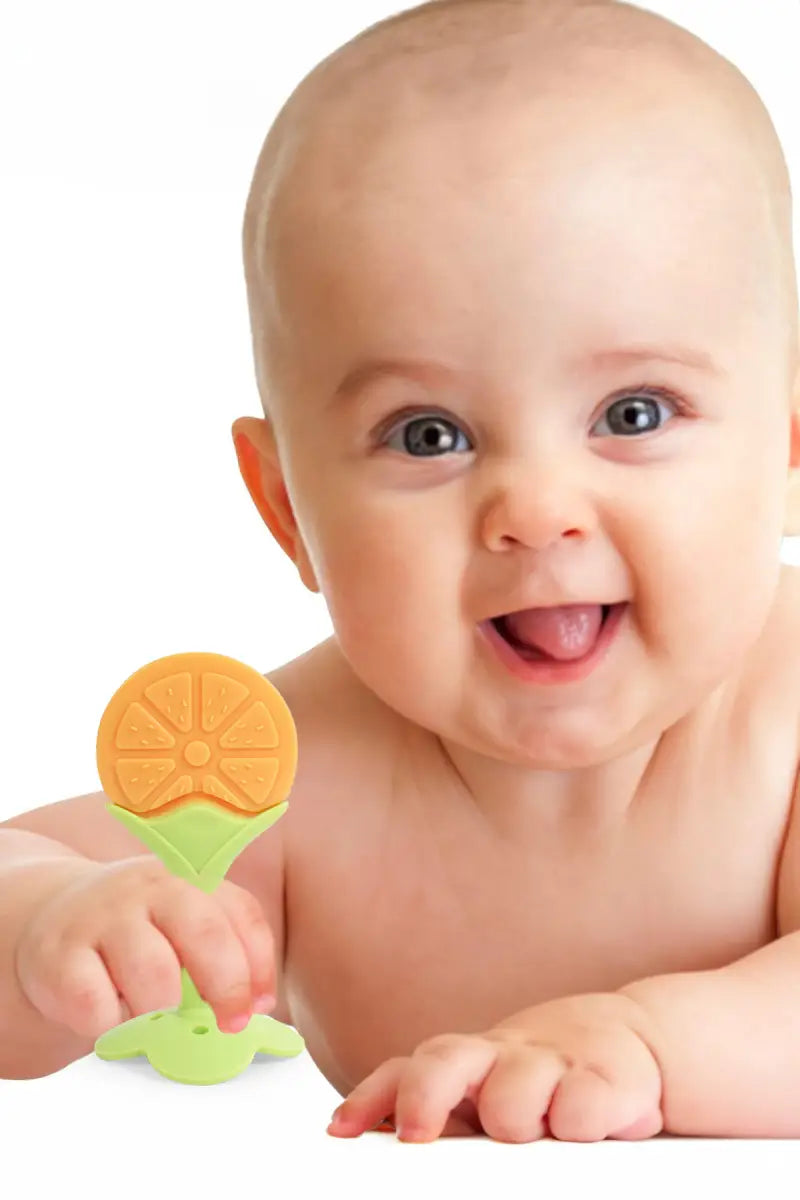 Silicone Fruit Shape Teether For Toddlers (Light Orange)