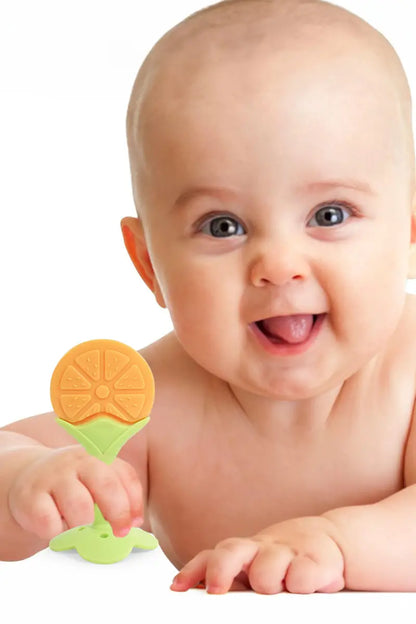 Silicone Fruit Shape Teether For Toddlers (Light Orange)