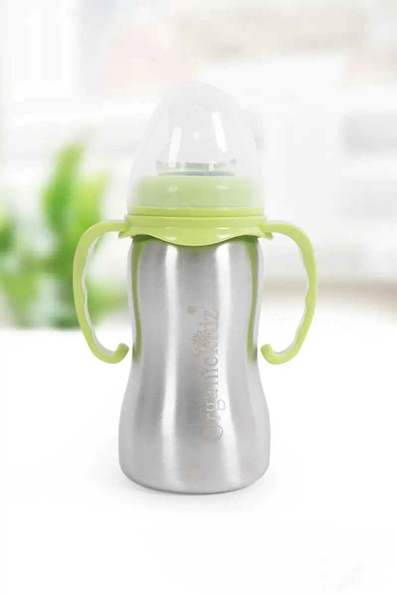 Stainless Steel Baby Milk Feeding Bottle- 290 ml (Green)