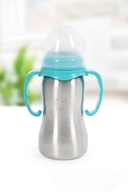 Stainless Steel Baby Milk Feeding Bottle- 290 ml (Blue)