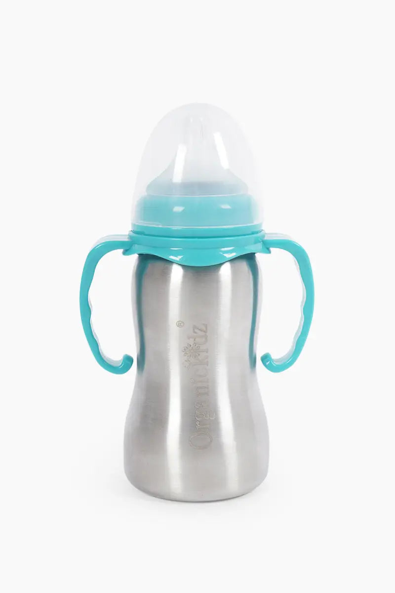 Stainless Steel Baby Milk Feeding Bottle- 290 ml (Blue)