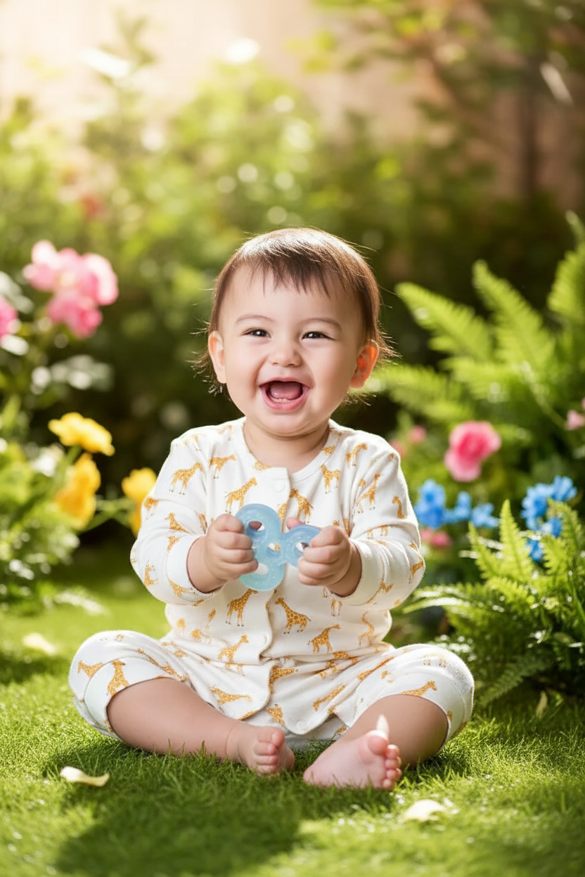 Silicone Teether For Toddlers (Blue) SUPER