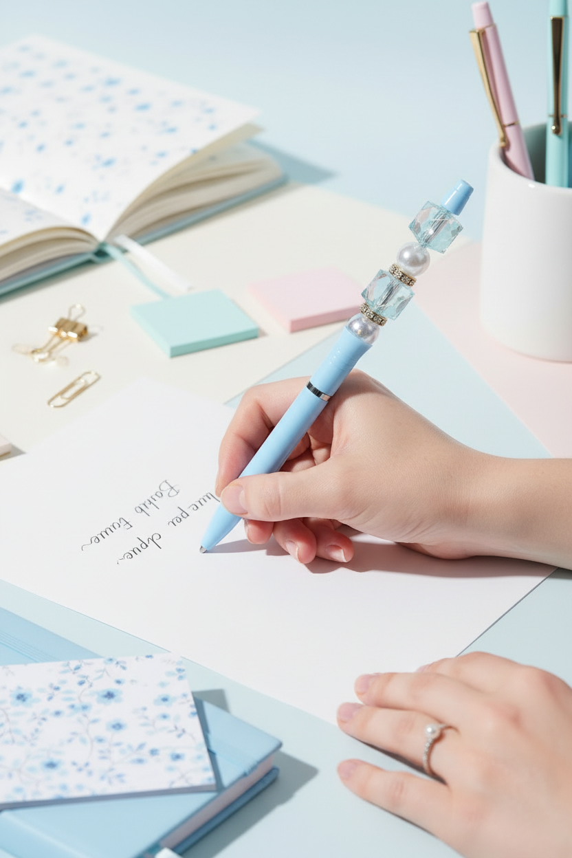 Elegant Crystal Bead Ball Pen - Pack of 1 SUPER