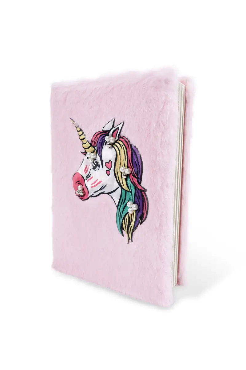 Unicorn Diary Pink Plush Ruled Diary