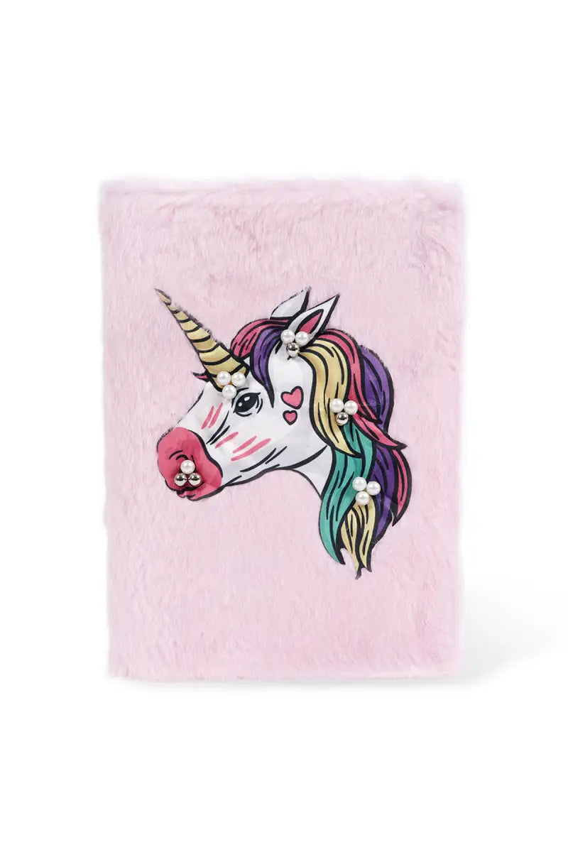 Unicorn Diary Pink Plush Ruled Diary