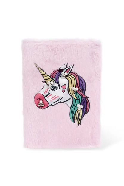 Unicorn Diary Pink Plush Ruled Diary