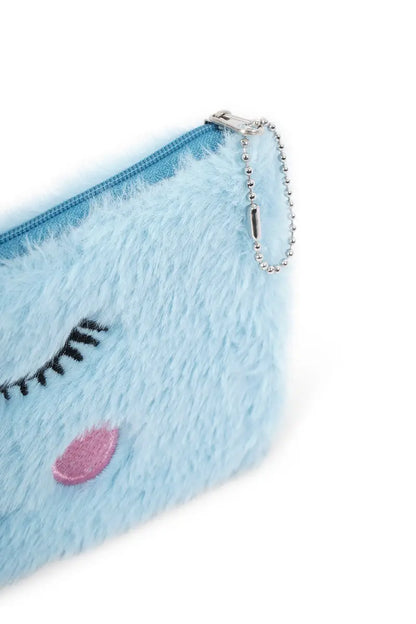 Cat Plush Pencil Pouch - (Sky Blue)