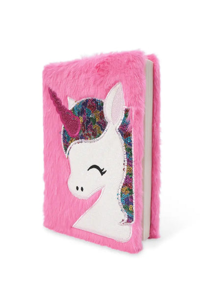 Unicorn Sparkle Plush Ruled Diary - (Pink)