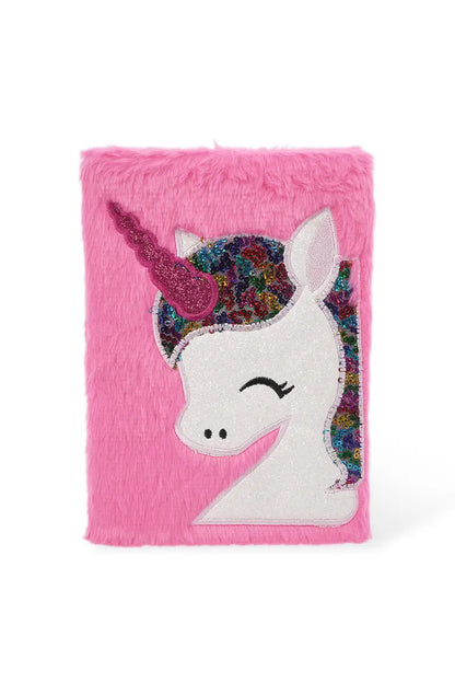 Unicorn Sparkle Plush Ruled Diary - (Pink)