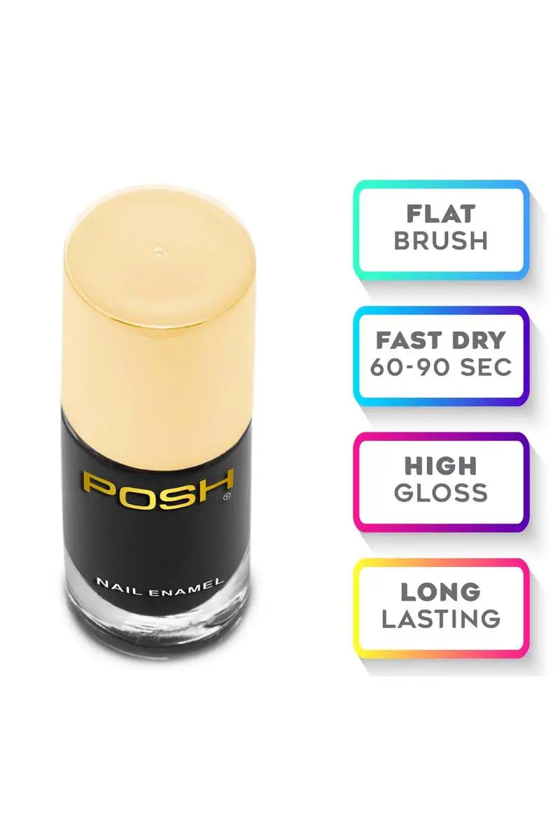 Posh Long-lasting Shine High Gloss Nail Polish - 9ml (660 Bat Women, Black)