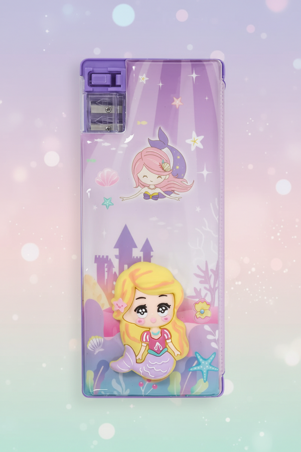 Stationary Pencil Box for Kids (Mermaid- Purple) - Pack of 1 SUPER