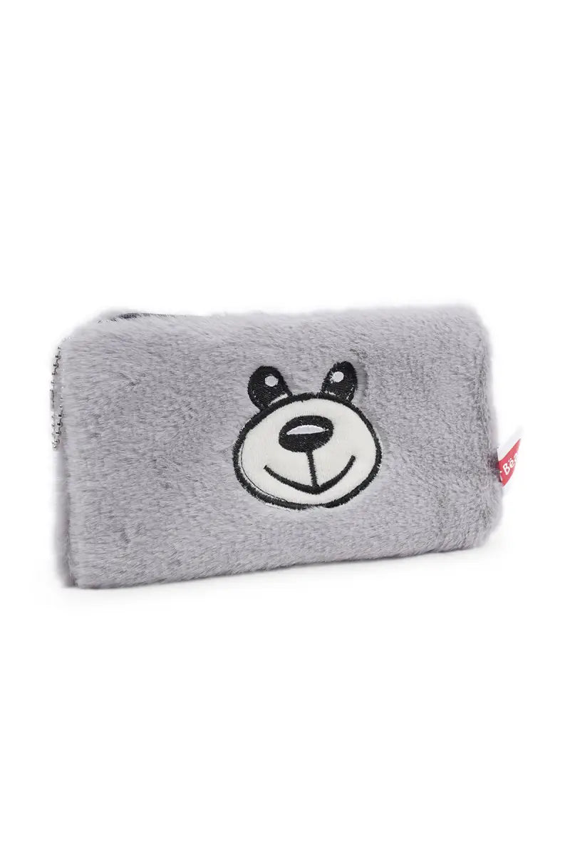 Bear Plush Pencil Pouch - (Grey)