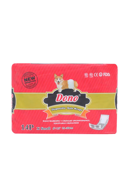 Canine Dono Disposable Male Wraps 14 Pcs, X-Small - (Pack of 1)