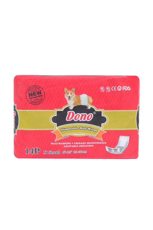 Canine Dono Disposable Male Wraps 14 Pcs, X-Small - (Pack of 1)