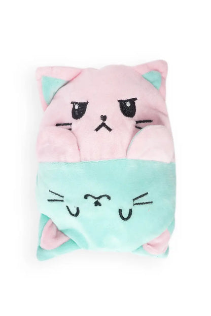2 In 1 Teddy & Cat Reversible Stuffed Toy (Green - Pink)