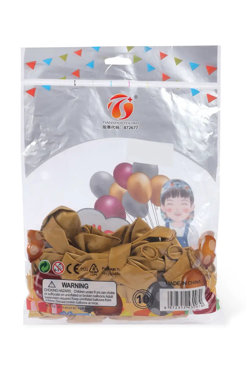 Metallic Chrome Balloons for Decoration- Pack of 50 (Gold)