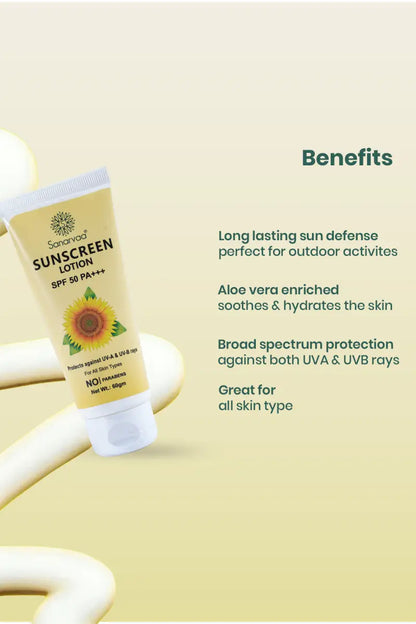 Sanarvaa Sunscreen Lotion SPF-50, PA+++ (60g)