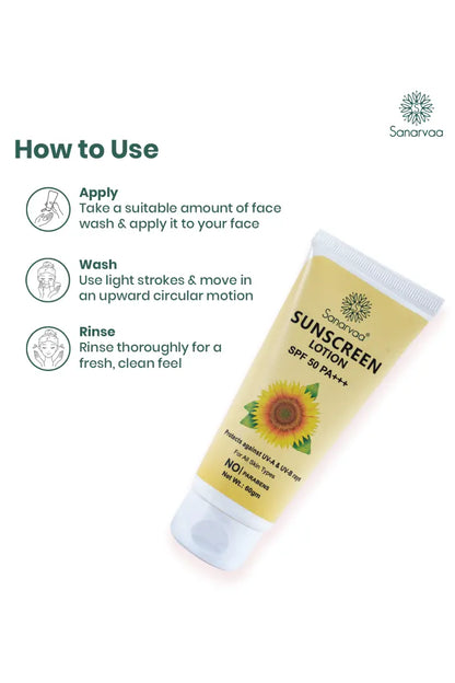 Sanarvaa Sunscreen Lotion SPF-50, PA+++ (60g)