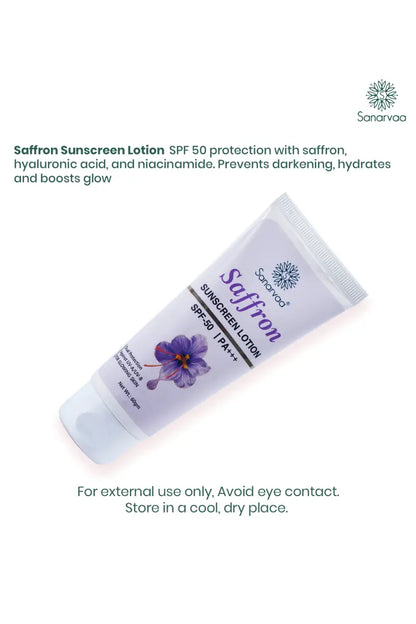 Sanarvaa Saffron Sunscreen Lotion SPF-50, PA+++ (60g)