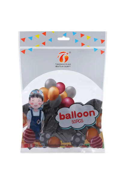 Metallic Chrome Balloons for Decoration- Pack of 50 (Black)