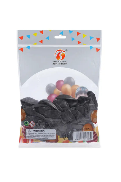 Metallic Chrome Balloons for Decoration- Pack of 50 (Black)