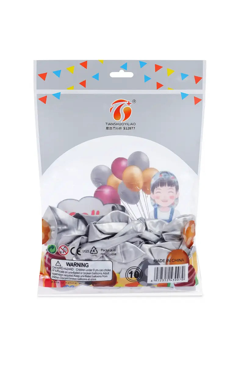Metallic Chrome Balloons for Decoration - Pack of 50 (Silver)