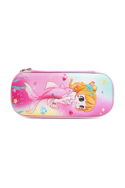 Mermaid Printed Jumbo Pencil Case (Pink)