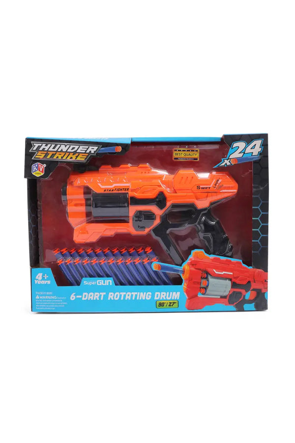 6-Dart Rotating Drum Soft Bullet Gun Toy - Orange