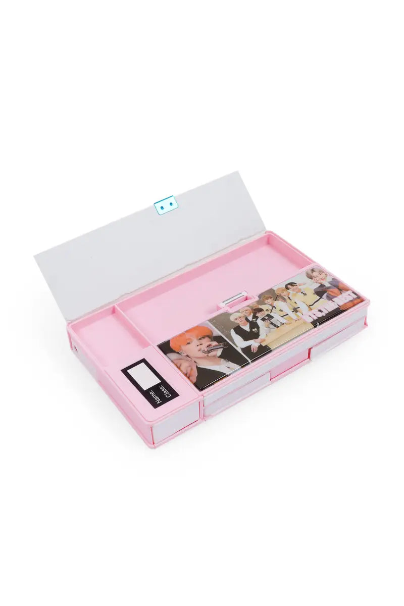 BTS Themed Pencil Box (Baby Pink)