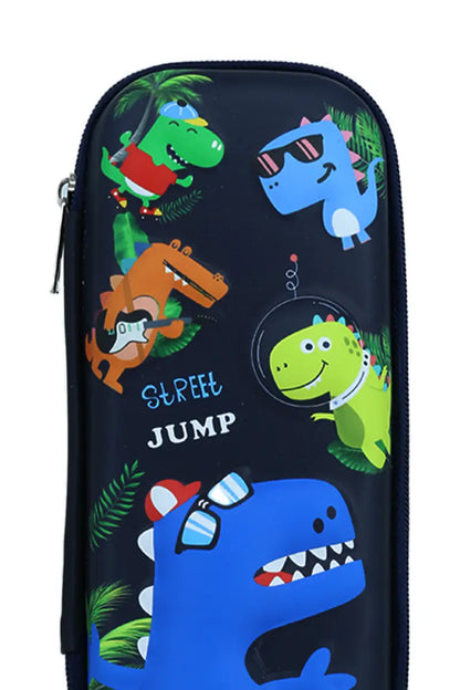 Dinosaur Printed EVA Pencil Case - Navy Blue