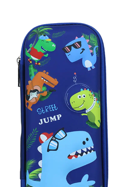 Dinosaur Printed EVA Pencil Case - Blue