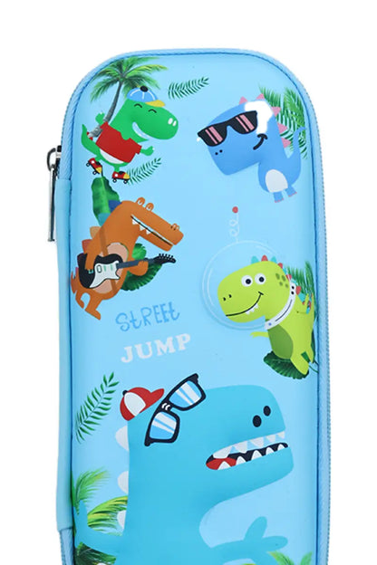 Dinosaur Printed EVA Pencil Case - Sky Blue