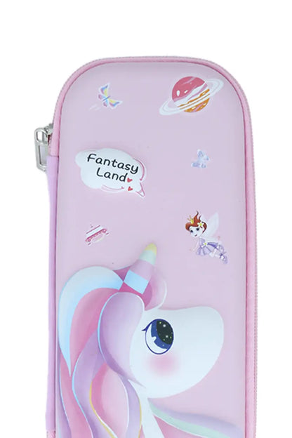 Fantasy Land Unicorn Printed EVA Pencil Pouch - Baby Pink