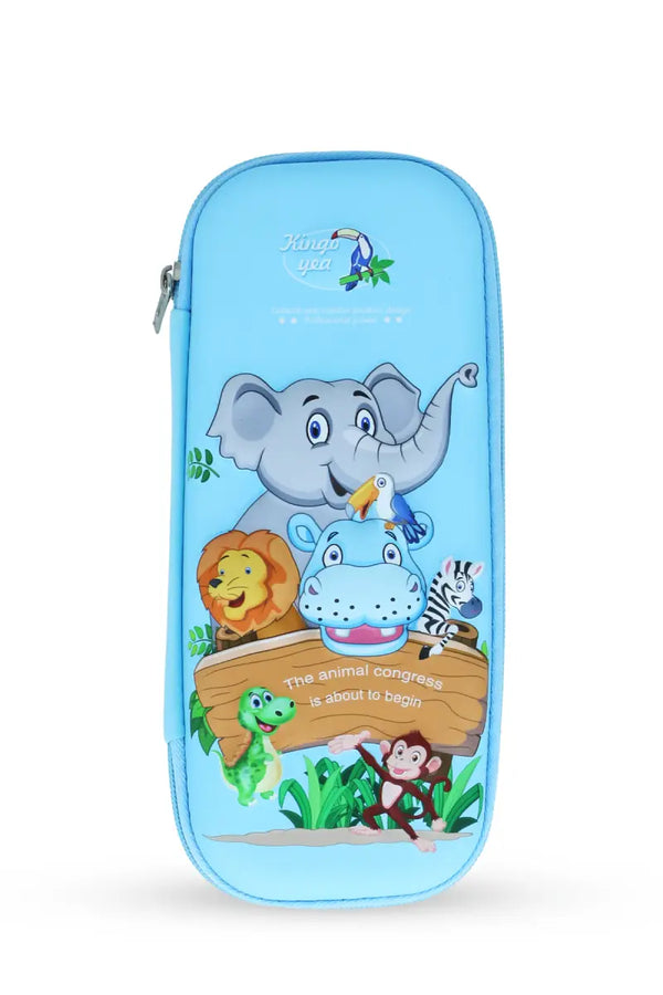 Kingo Box Animal Themed Pencil Pouch (Sky Blue)