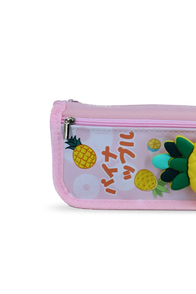 Pinapple Printed Pencil Pouch (Baby Pink)