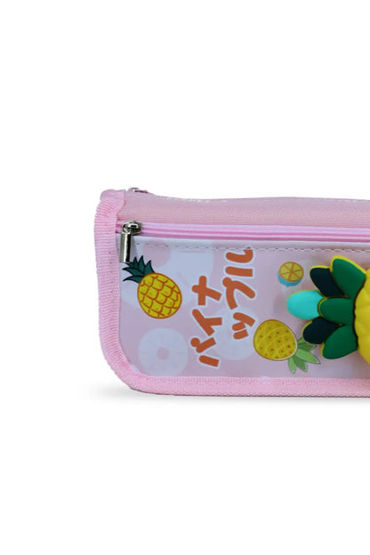 Pinapple Printed Pencil Pouch (Baby Pink)