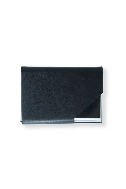 Black Solid Leather ID Card Holder