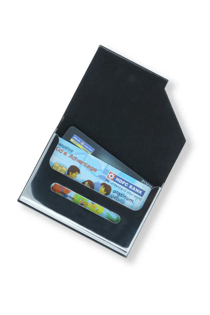 Black Solid Leather ID Card Holder