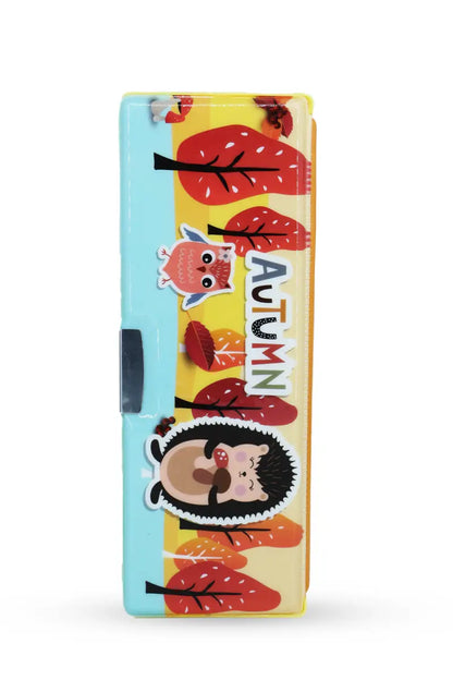 3D Hedgehog Printed Pencil Box with Sharpener (Multicolour)