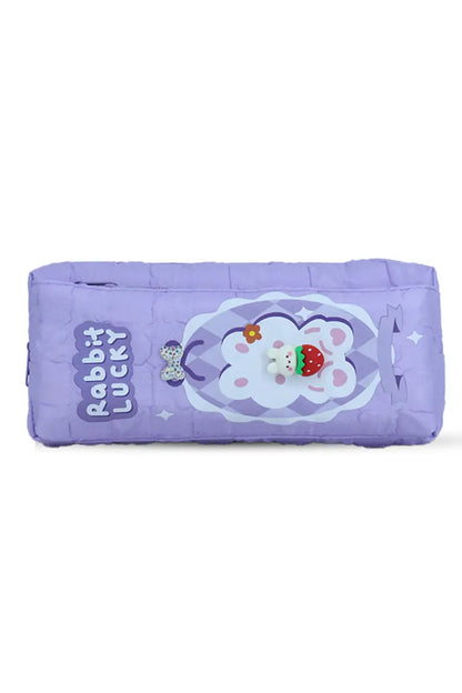 Rabbit Lucky Cartoon Printed Pencil Pouch - Lavender