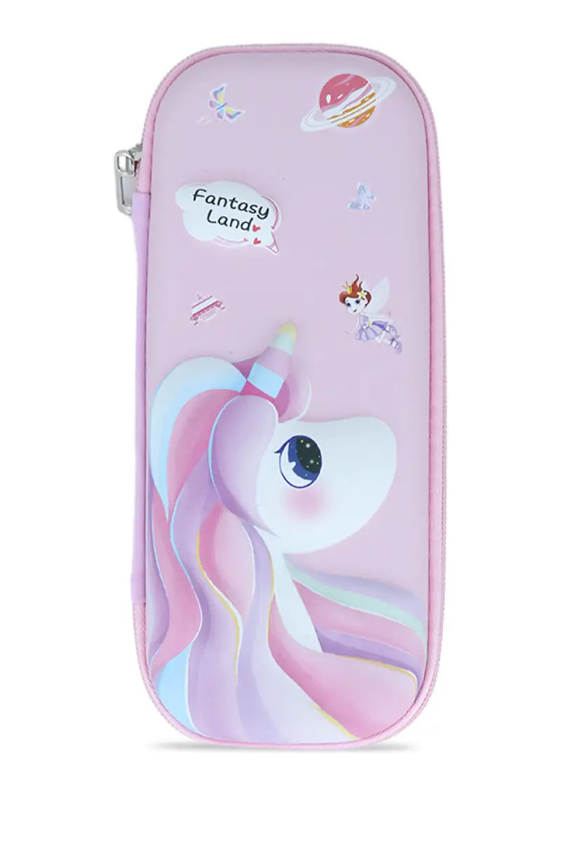 Fantasy Land Unicorn Printed EVA Pencil Pouch - Baby Pink
