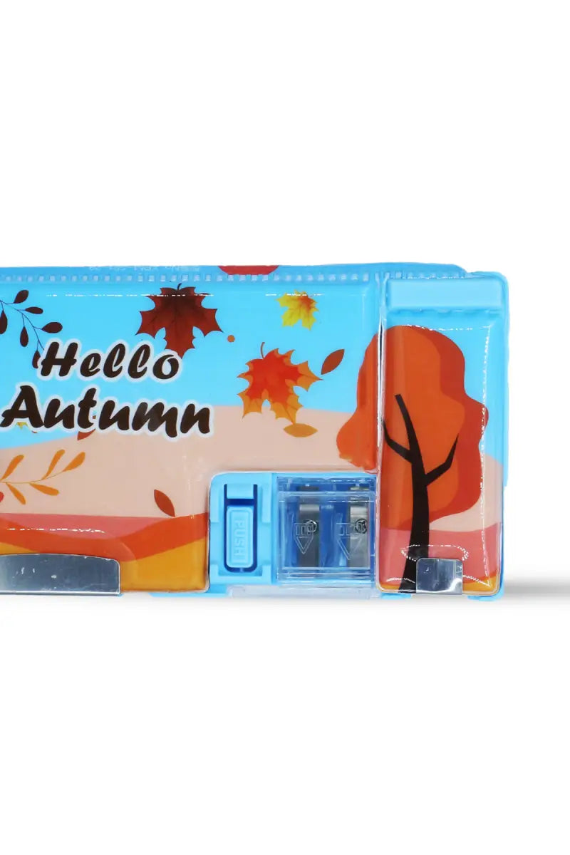 3D Hedgehog Printed Pencil Box with Sharpener (Blue)