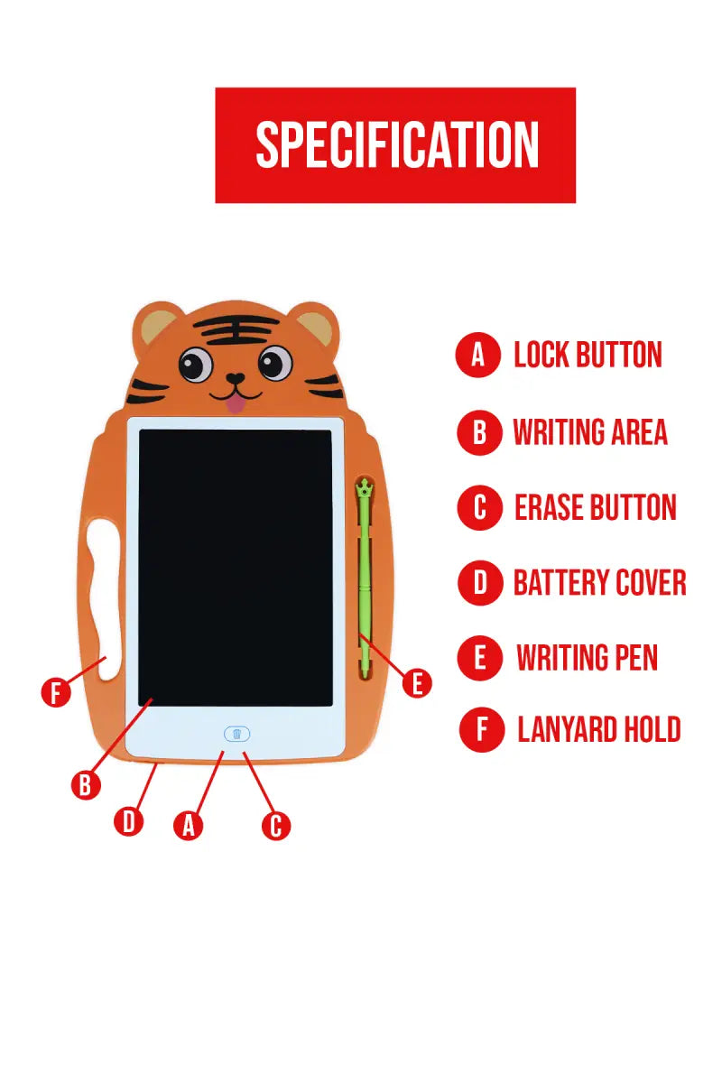 Kitty Designed 9 Inch LCD Writing Tablet for Kids (Orange)