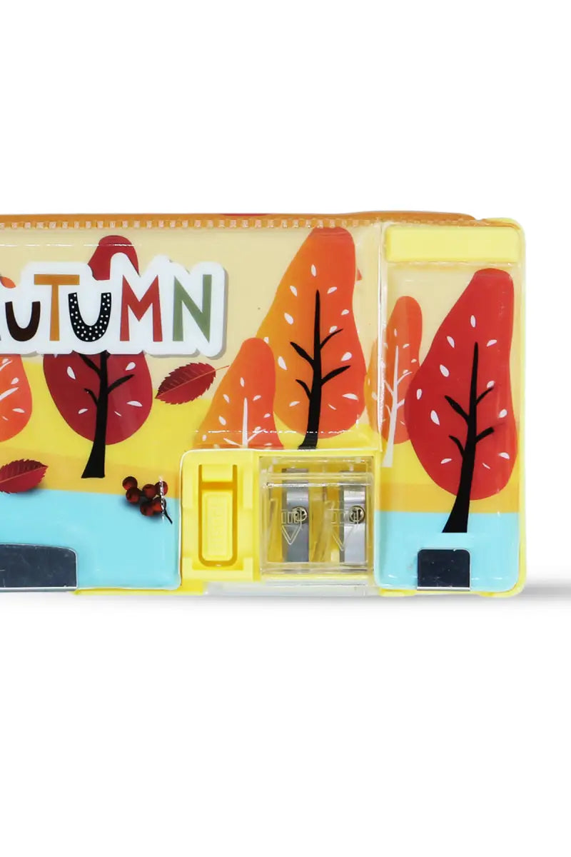 3D Hedgehog Printed Pencil Box with Sharpener (Multicolour)