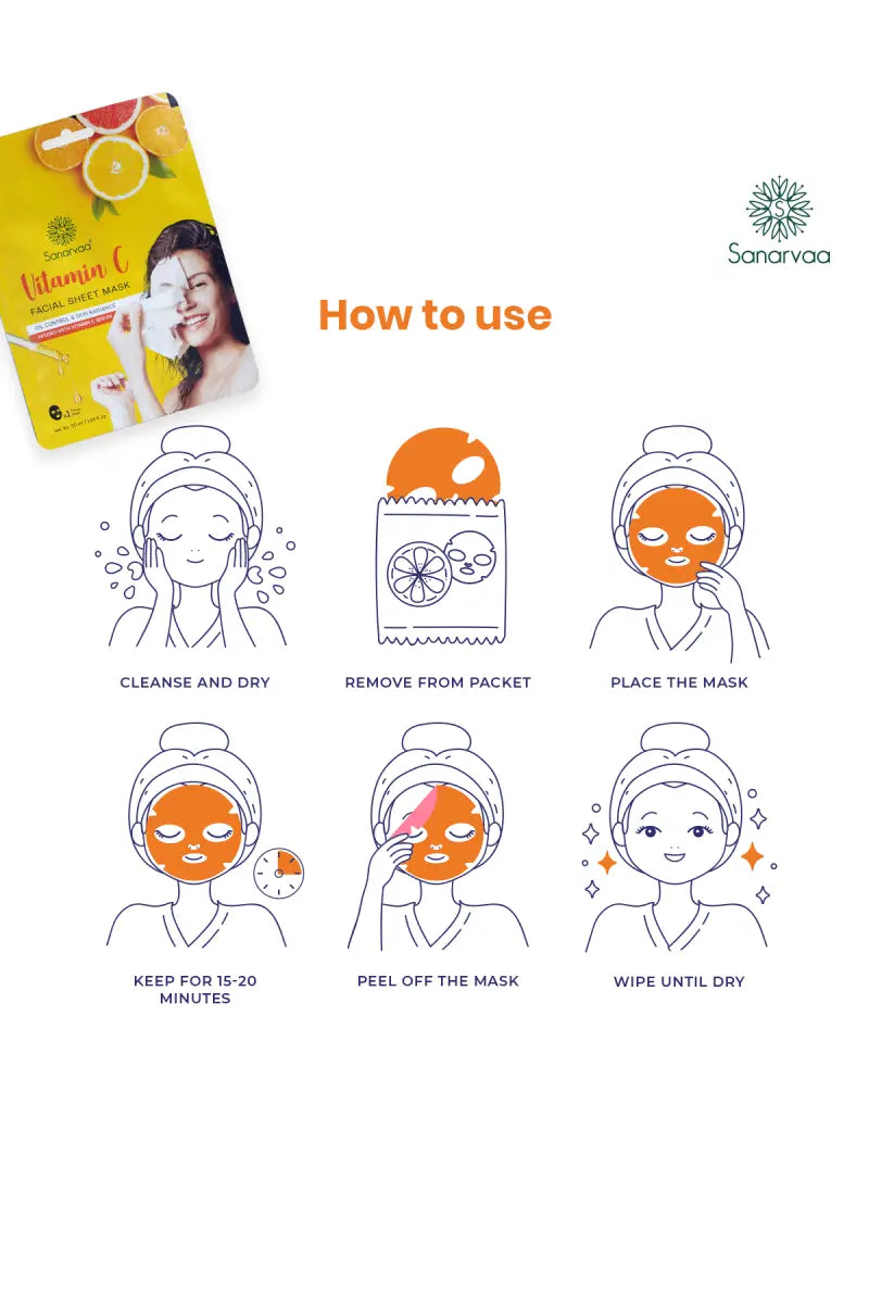 Vitamin C Facial Sheet Mask - Pack of 2