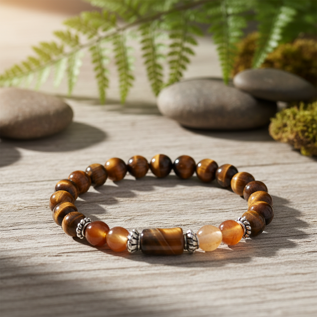 Leo Rashi Bracelet (Simha Rashi-సింహ రాశి)– Semi Precious Gemstone Beaded Bracelet for Energy, Strength & Positivity -