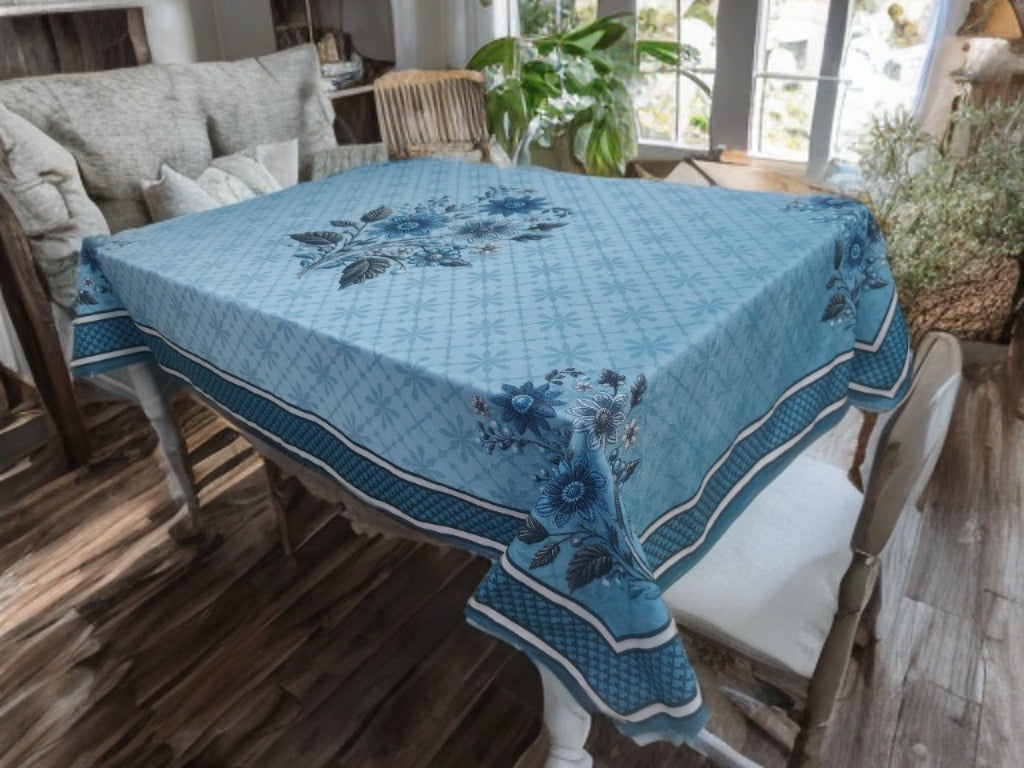 Blue Genda printed cotton table cover in blue - image 7