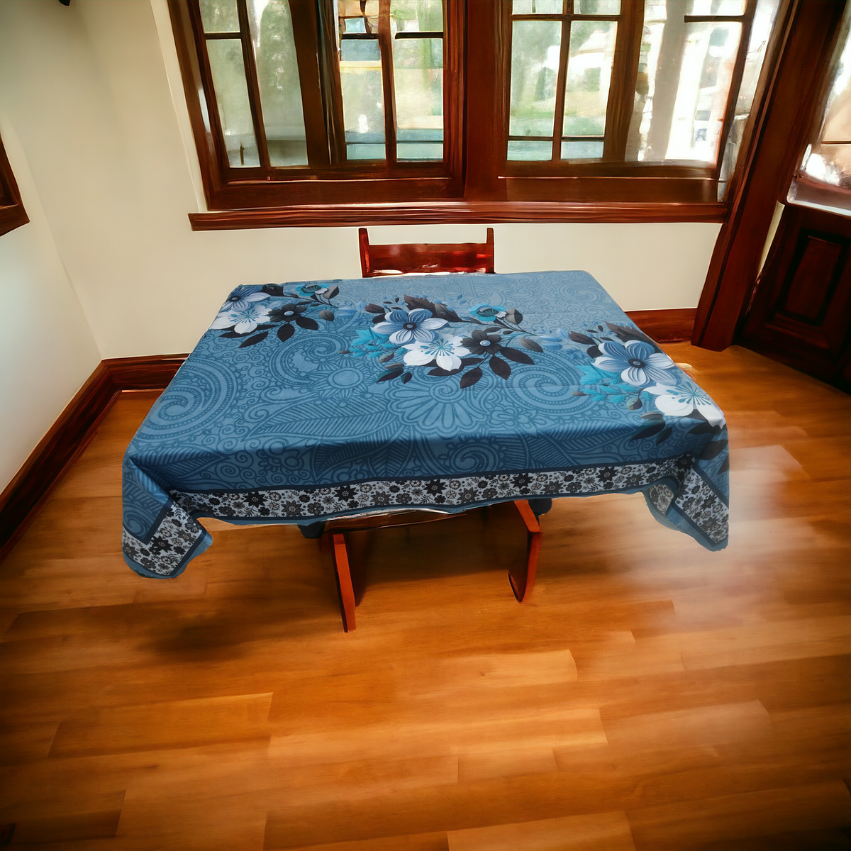 Blue Orchid printed cotton table cover in blue - image 12