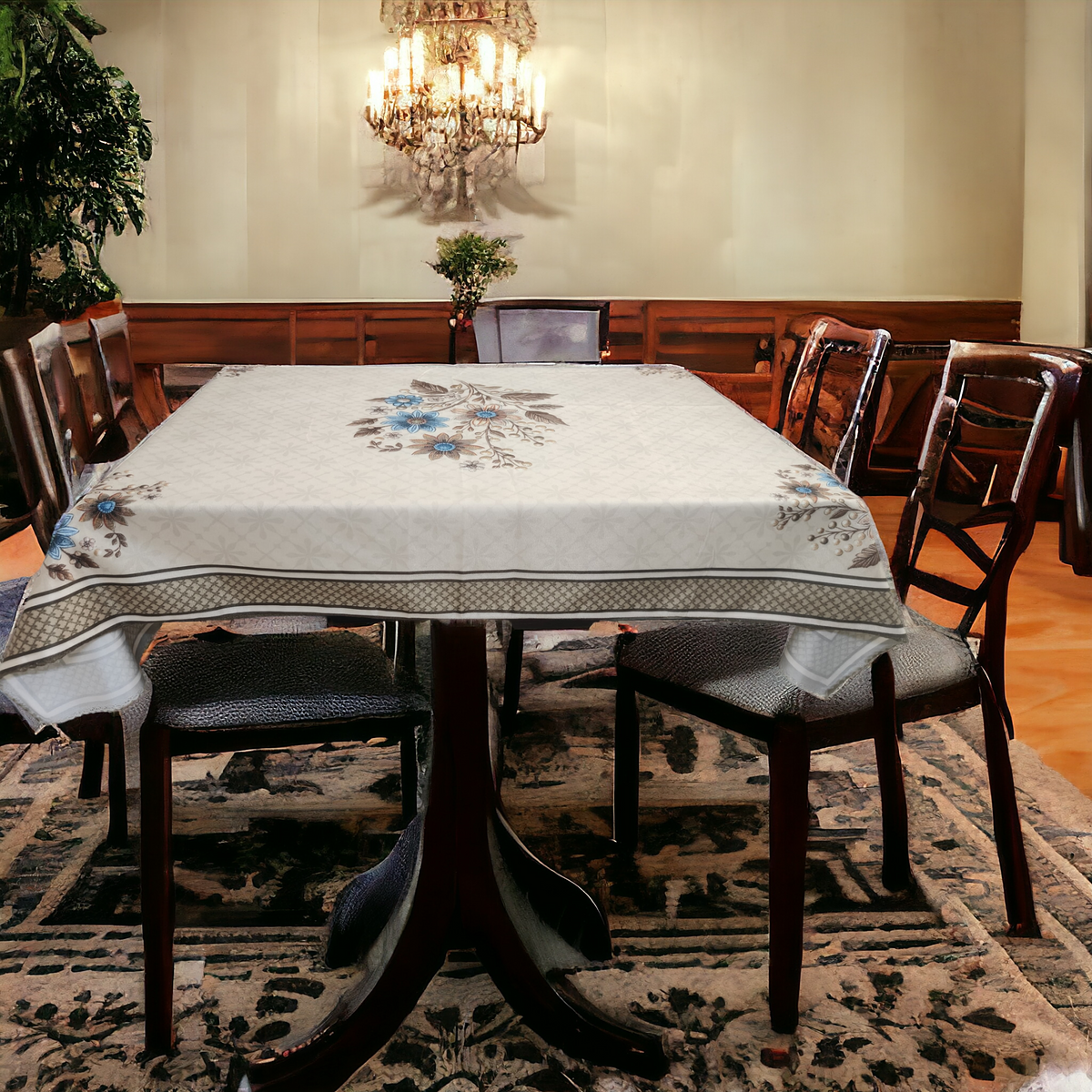 Brown Genda printed cotton table cover in brown - image 8